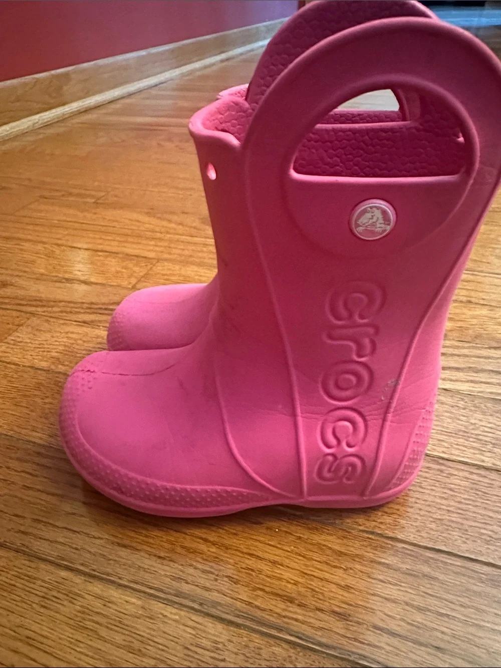 CROCS Kids Waterproof Pink Pull-On Rain Boots